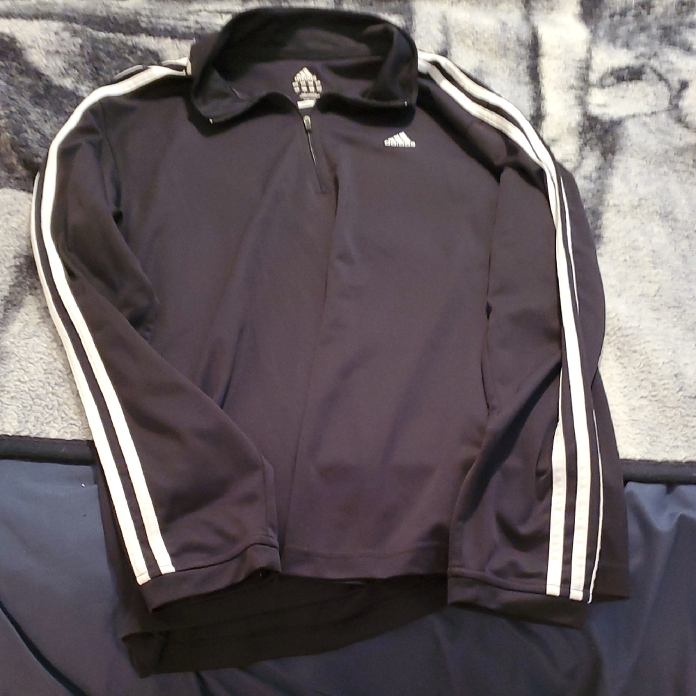 Adidas Black Zip-Up Jacket with White Accents